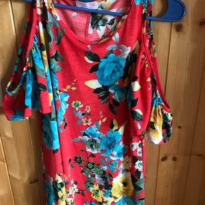 Women's floral cold  shoulder top